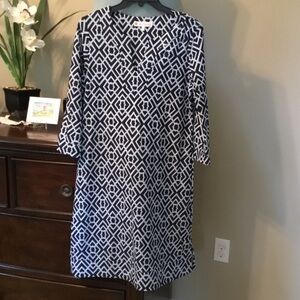 Jude Connally Navy and White Long Sleeve Dress